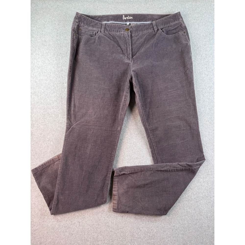 Boden Womens Corduroy Pants Gray Straight Leg Cotton Stretch US 16 Long WC114